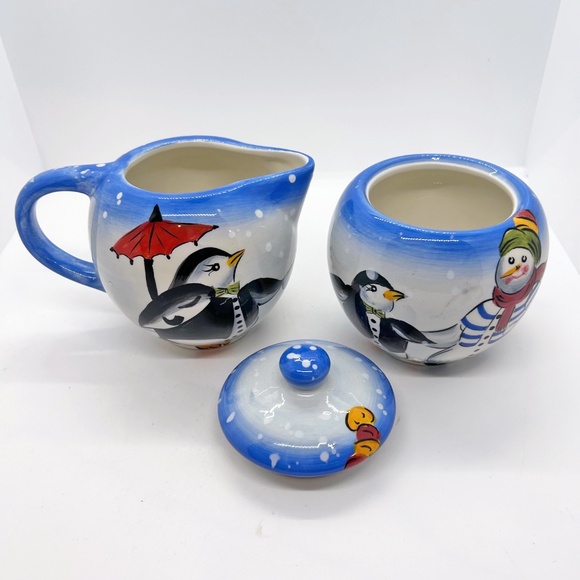 Handpainted winter cream and sugar set by The Bay - Picture 9 of 9